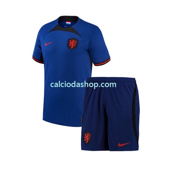 Maglia Paesi Bassi Gara Away Completo Bambino 2-13 Anni Mondiali 2022 MC