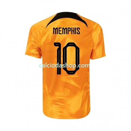 Maglia Paesi Bassi Memphis 10 Gara Home Uomo Mondiali 2022 MC