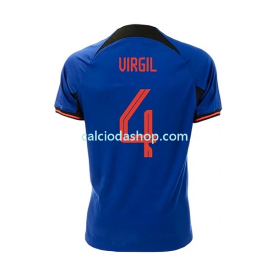 Maglia Paesi Bassi Virgil 4 Gara Away Uomo Mondiali 2022 MC