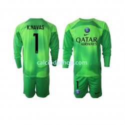 Maglia Portiere Paris Saint-Germain Keylor Navas 1 Gara Home Completo Bambino 2-13 Anni 2022-2023 ML