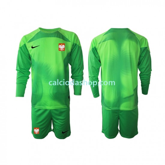 Maglia Portiere Polonia Gara Home Completo Bambino 2-13 Anni Mondiali 2022 ML