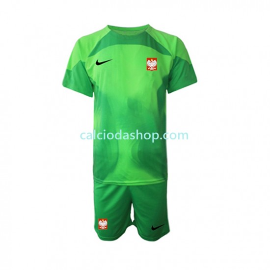 Maglia Portiere Polonia Gara Home Completo Bambino 2-13 Anni Mondiali 2022 MC