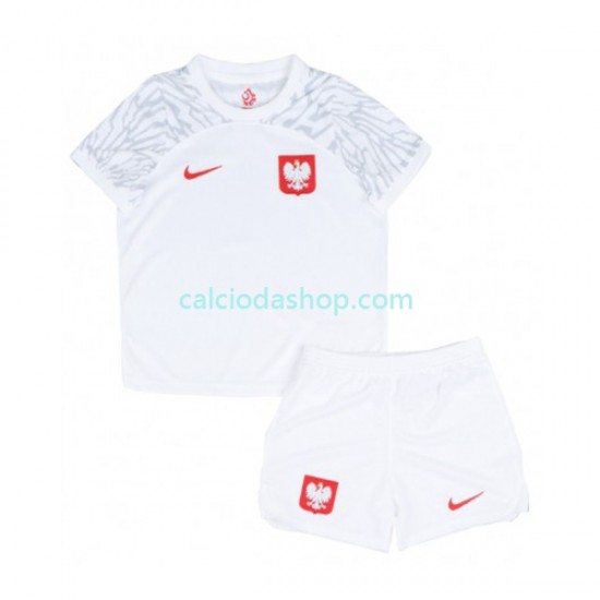 Maglia Polonia Gara Home Completo Bambino 2-13 Anni Mondiali 2022 MC