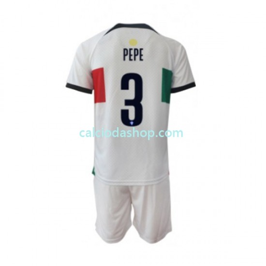 Maglia Portogallo PEPE 3 Gara Away Completo Bambino 2-13 Anni Mondiali 2022 MC