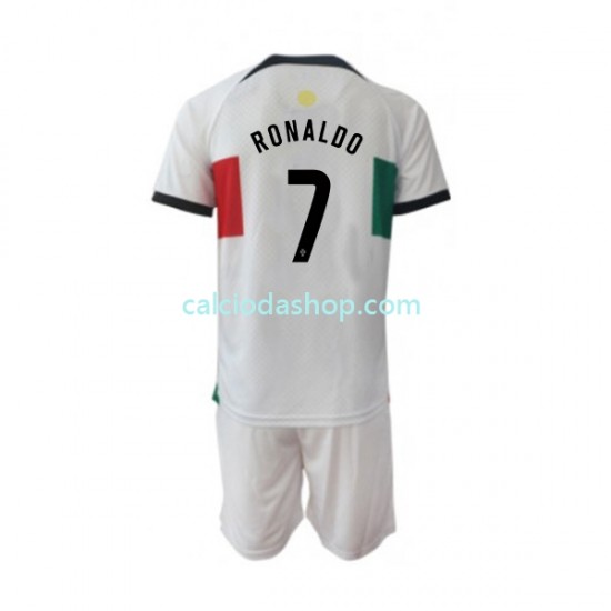 Maglia Portogallo Ronaldo 7 Gara Away Completo Bambino 2-13 Anni Mondiali 2022 MC