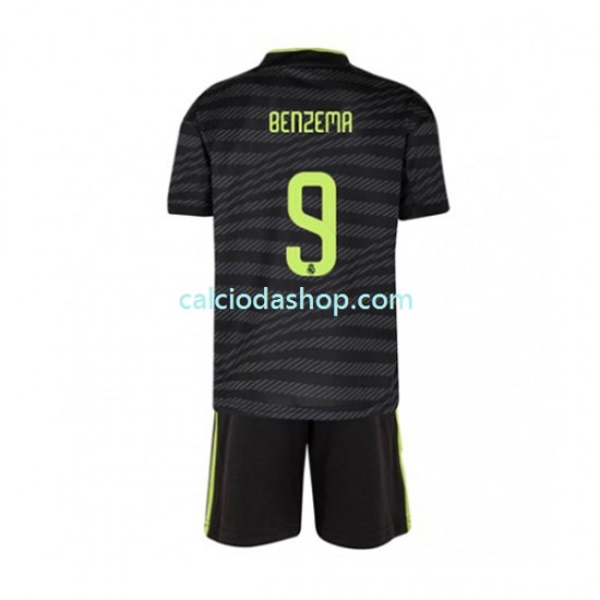 Maglia Real Madrid Benzema 9 Gara Terza Completo Bambino 2-13 Anni 2022-2023 MC