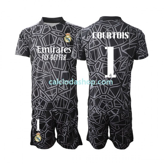 Maglia Portiere Real Madrid Courtois 1 Gara Away Completo Bambino 2-13 Anni 2022-2023 MC