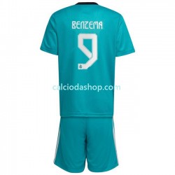 Maglia Real Madrid Karim Benzema 9 Gara Terza Completo Bambino 2-13 Anni 2021-2022 MC