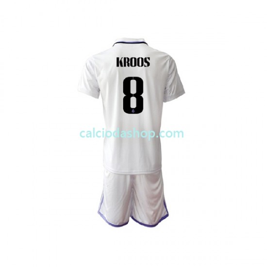 Maglia Real Madrid Toni Kroos 8 Gara Home Completo Bambino 2-13 Anni 2022-2023 MC