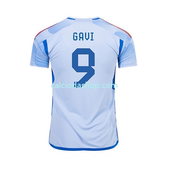 Maglia Spagna Gavi 9 Gara Away Uomo Mondiali 2022 MC