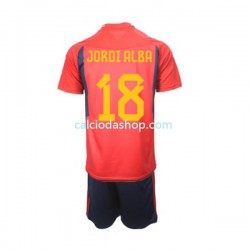 Maglia Spagna Jordi Alba 18 Gara Home Completo Bambino 2-13 Anni Mondiali 2022 MC