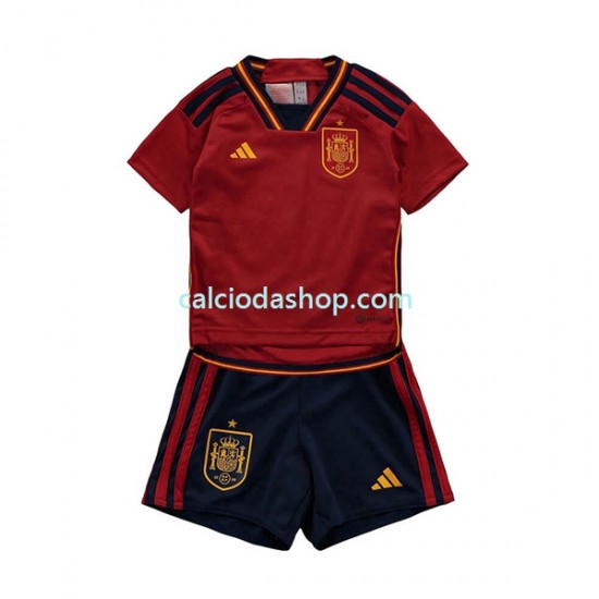 Maglia Spagna Gara Home Completo Bambino 2-13 Anni Mondiali 2022 MC