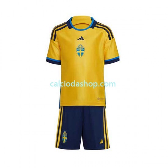 Maglia Svezia Gara Home Completo Bambino 2-13 Anni 2022 MC