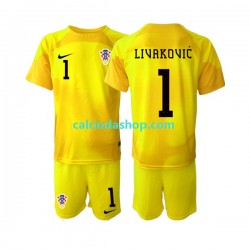 Maglia Portiere Croazia Dominik Livakovic 1 Gara Home Completo Bambino 2-13 Anni Mondiali 2022 MC