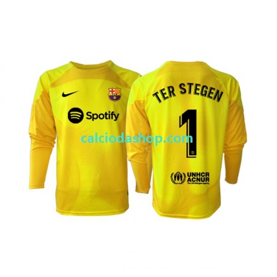 Maglia Portiere FC Barcelona Ter Stegen 1 Gara Quarto Uomo 2022-2023 ML