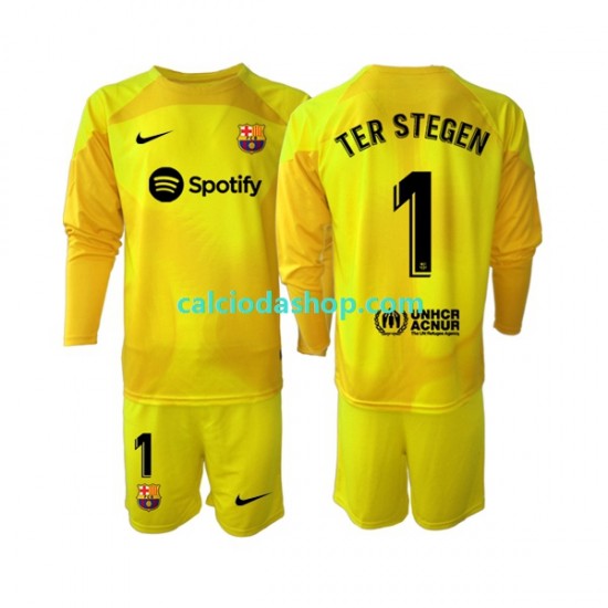 Maglia Portiere FC Barcelona Ter Stegen 1 Gara Quarto Completo Bambino 2-13 Anni 2022-2023 ML