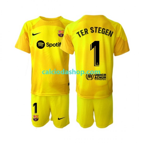 Maglia Portiere FC Barcelona Ter Stegen 1 Gara Quarto Completo Bambino 2-13 Anni 2022-2023 MC