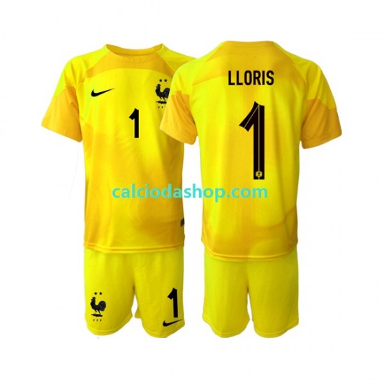 Maglia Portiere Francia Hugo Lloris 1 Gara Terza Completo Bambino 2-13 Anni Mondiali 2022 MC