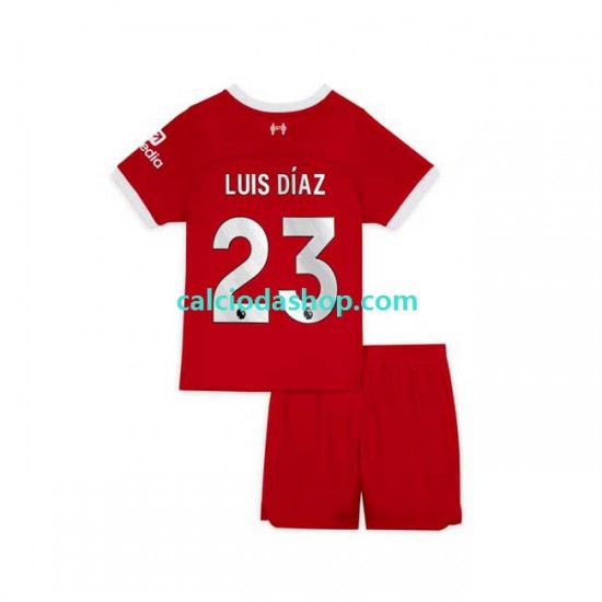 Maglia Liverpool Luis Diaz 23 Gara Home Completo Bambino 2-13 Anni 2023-2024 MC