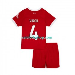 Maglia Liverpool Virgil van Dijk 4 Gara Home Completo Bambino 2-13 Anni 2023-2024 MC