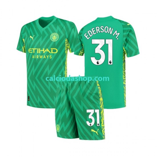 Maglia Portiere Manchester City Ederson Moraes 31 Gara Home Completo Bambino 2-13 Anni 2023-2024 MC