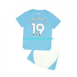 Maglia Manchester City J. ALVAREZ 19 Gara Home Completo Bambino 2-13 Anni 2023-2024 MC