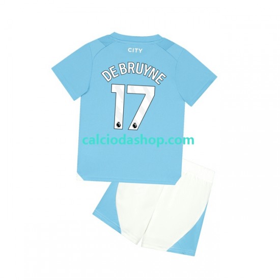 Maglia Manchester City Kevin De Bruyne 17 Gara Home Completo Bambino 2-13 Anni 2023-2024 MC