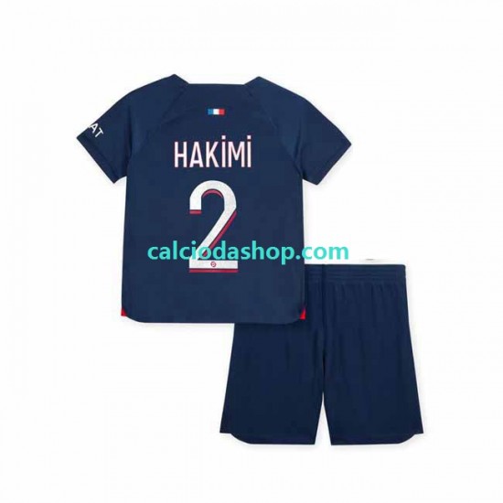 Maglia Paris Saint-Germain Hakimi 2 Gara Home Completo Bambino 2-13 Anni 2023-2024 MC