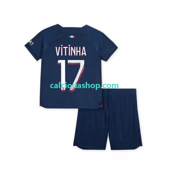 Maglia Paris Saint-Germain Vitinha 17 Gara Home Completo Bambino 2-13 Anni 2023-2024 MC