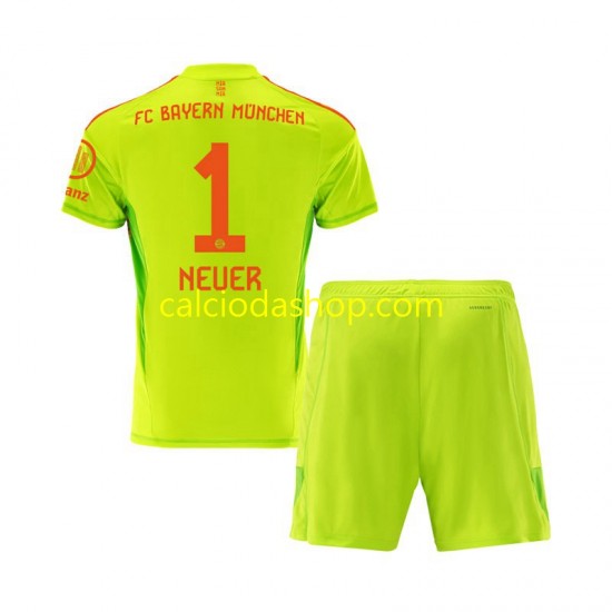 Maglia Portiere FC Bayern München Manuel Neuer 1 Gara Home Completo Bambino 2-13 Anni 2024-2025 MC