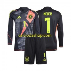 Maglia Portiere Germania Manuel Neuer 1 Gara Home Completo Bambino 2-13 Anni Euro 2024 ML