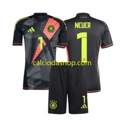 Maglia Portiere Germania Manuel Neuer 1 Gara Home Completo Bambino 2-13 Anni Euro 2024 MC