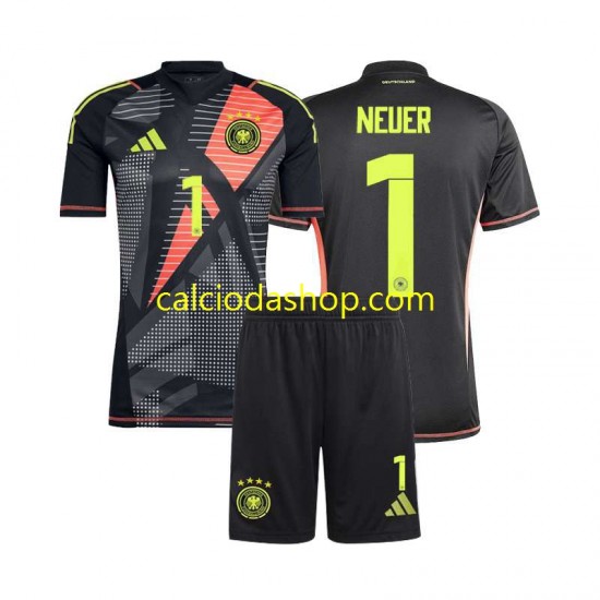 Maglia Portiere Germania Manuel Neuer 1 Gara Home Completo Bambino 2-13 Anni Euro 2024 MC