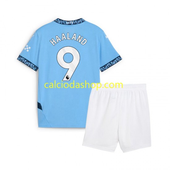 Maglia Manchester City Erling Haaland 9 Gara Home Completo Bambino 2-13 Anni 2024-2025 MC