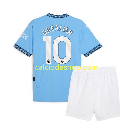 Maglia Manchester City Jack Grealish 10 Gara Home Completo Bambino 2-13 Anni 2024-2025 MC