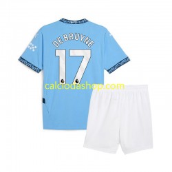 Maglia Manchester City Kevin De Bruyne 17 Gara Home Completo Bambino 2-13 Anni 2024-2025 MC