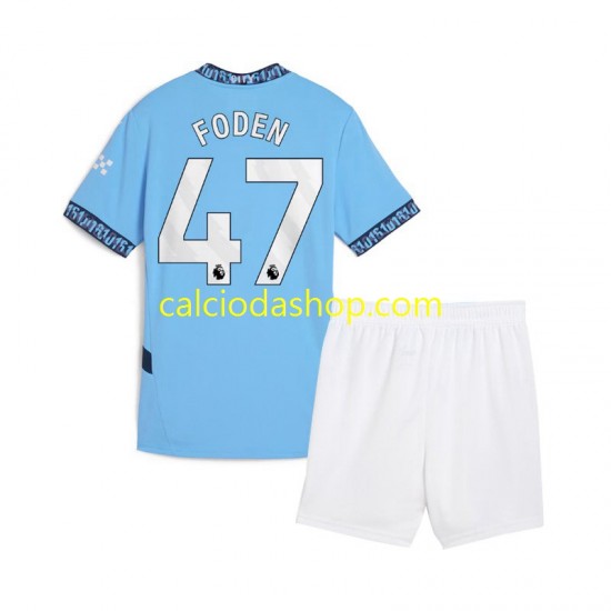 Maglia Manchester City Phil Foden 47 Gara Home Completo Bambino 2-13 Anni 2024-2025 MC