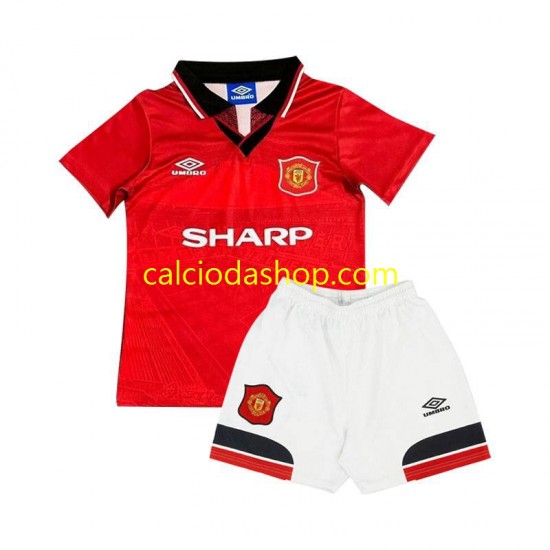 Maglia Manchester United Retro Gara Home Completo Bambino 2-13 Anni 1994 MC