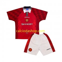 Maglia Manchester United 1996 Retro Gara Home Completo Bambino 2-13 Anni MC