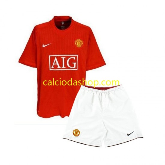 Maglia Manchester United 2007 Retro Gara Home Completo Bambino 2-13 Anni MC