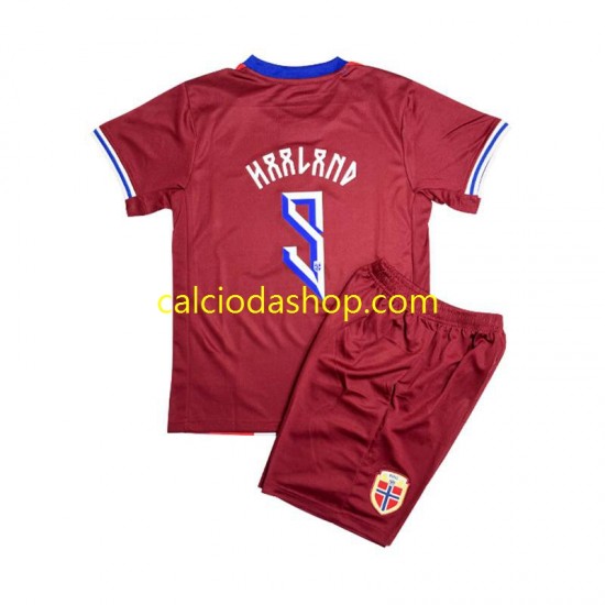 Maglia Norvegia Erling Haaland 9 Gara Home Completo Bambino 2-13 Anni 2024 MC