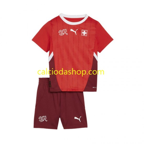 Maglia Svizzera Gara Home Completo Bambino 2-13 Anni Euro 2024 MC